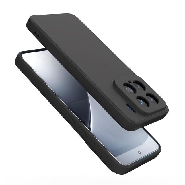 Mobizang Matte Protective Lens Flexible Back Cover for Xiaomi 15 5G | Slim Silicone with Soft Lining Shockproof Full Body Bumper Case (Black)