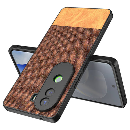 Mobizang Soft Fabric & Leather Hybrid Protective Back Cover for Vivo V40E / iQOO Z9S | Shockproof Slim Hard Anti Slip Back Case (Brown)