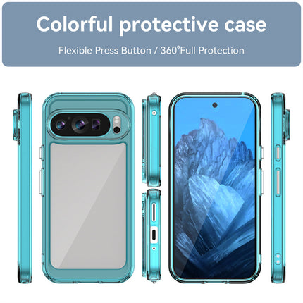 Mobizang Unicorn Acrylic Clear Back Cover For Pixel 9 PRO | Slim Shockproof [Military Grade Protection] Hybrid Bumper Case (Blue Sides)
