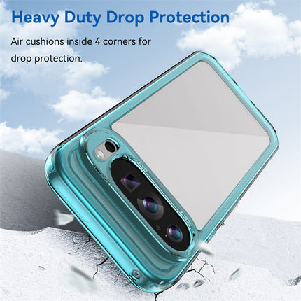 Mobizang Unicorn Acrylic Clear Back Cover For Pixel 9 PRO | Slim Shockproof [Military Grade Protection] Hybrid Bumper Case (Blue Sides)