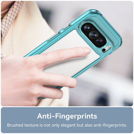 Mobizang Unicorn Acrylic Clear Back Cover For Pixel 9 PRO | Slim Shockproof [Military Grade Protection] Hybrid Bumper Case (Blue Sides)