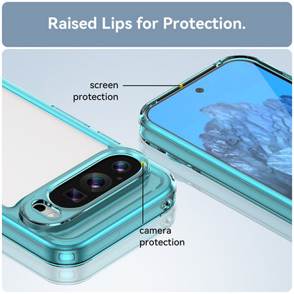 Mobizang Unicorn Acrylic Clear Back Cover For Pixel 9 PRO | Slim Shockproof [Military Grade Protection] Hybrid Bumper Case (Blue Sides)