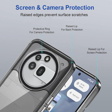 Mobizang Warrior Acrylic Clear Back Cover For Nothing Phone 3A Pro | Slim Shockproof [Military Grade Protection] Hybrid Bumper Case (Grey Sides)