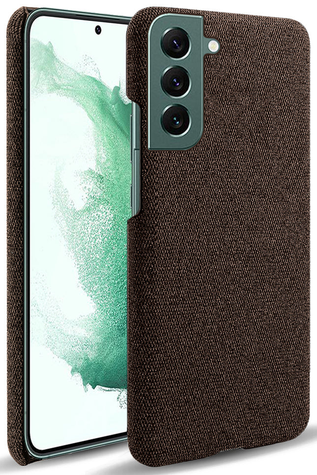 Woven Soft Fabric Case for Samsung Galaxy S22 Plus Back Cover, Shock Protection Slim Hard Anti Slip Back Cover (Brown)