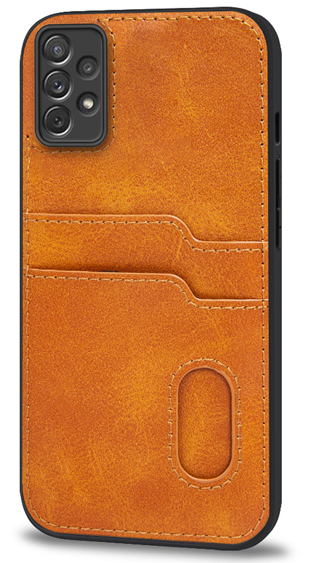 Mobizang Duo Wallet Back Case for Samsung Galaxy A73 (5G) , Slim Protective PU Leather Cover With Dual Inbuilt Card Pockets (Brown)