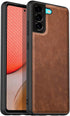 Tux Back Case For Samsung Galaxy S21 FE , Slim Leather Case with Soft Edge Shockproof Back Cover (Brown)