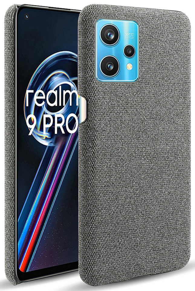 Woven Soft Fabric Case for Realme 9 Pro Plus Back Cover, Shock Protection Slim Hard Anti Slip Back Cover (Grey)