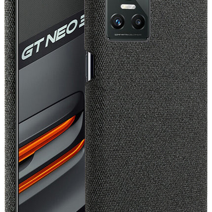 Mobizang Woven Soft Fabric Case for Realme GT Neo 3 (5G) Back Cover,  Shock Protection Slim Hard Anti Slip Back Cover (Black)