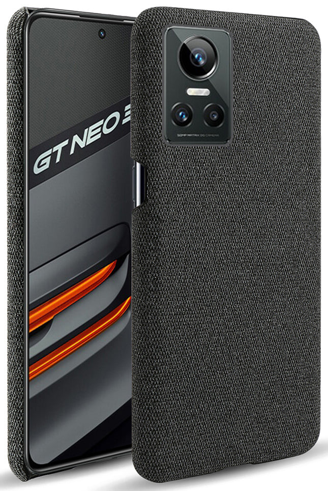 Mobizang Woven Soft Fabric Case for Realme GT Neo 3 (5G) Back Cover,  Shock Protection Slim Hard Anti Slip Back Cover (Black)