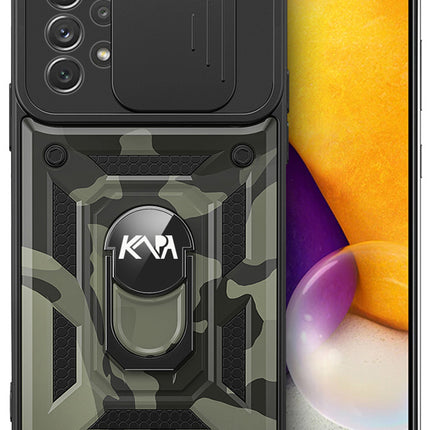 Tank Back Cover for Samsung Galaxy A33 (5G) , Inbuilt Ring +Slider Shockproof Lens Protection Case (Black)