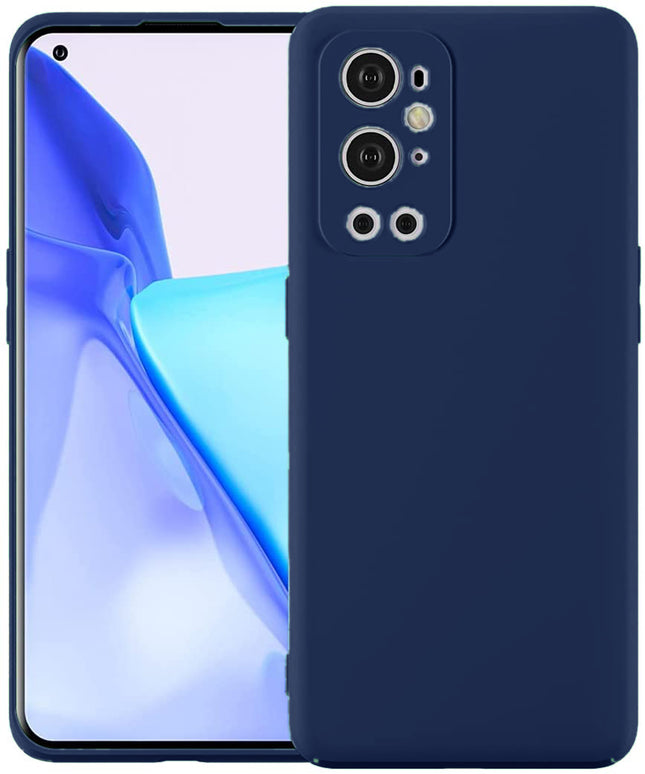 Matte Lens Protective Back Cover for OnePlus 9 PRO / One Plus 9 PRO , Slim Silicone with Soft Lining Shockproof Flexible Full Body Bumper Case (Blue)