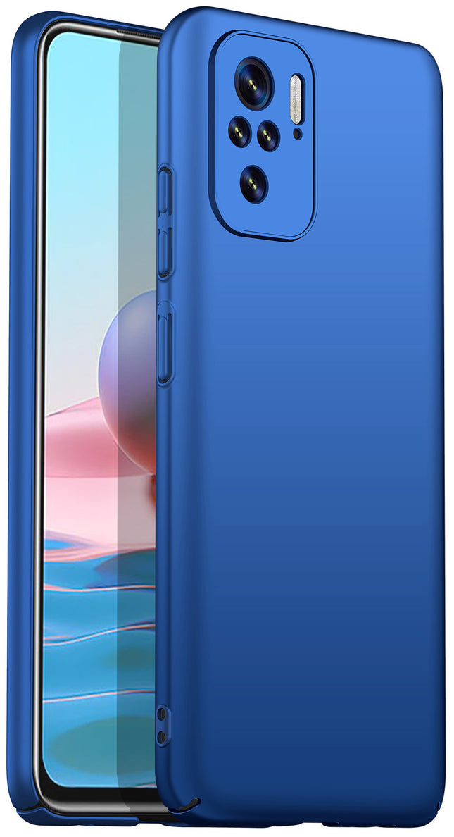 Silk Smooth Finish [Full Coverage] All Sides Protection Slim Back Cover For Xiaomi Redmi Note 10 /  Note 10S (Blue)
