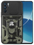 Tank Back Cover for Oppo Reno 6 (5G) , Inbuilt Ring + Slider Shockproof Lens Protection Case (Black)