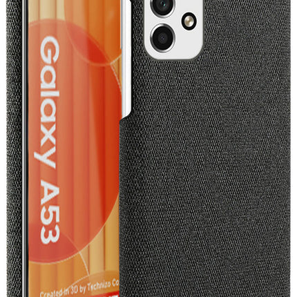 Mobizang Woven Soft Fabric Case for Samsung Galaxy A53 (5G) Back Cover, Shock Protection Slim Hard Anti Slip Back Cover (Black)