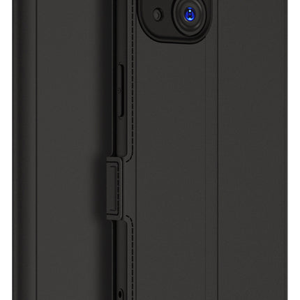 Mobizang Noble Slim Magnetic Leather Flip Case Cover for Apple iPhone 15 PLUS | Card Holder Stand Leather Flip Wallet Case (Black)