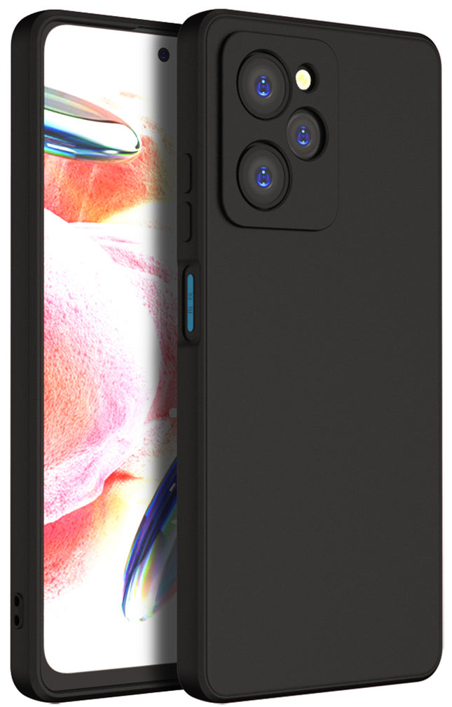 Mobizang Matte Protective Lens Flexible Back Cover for Poco X5 Pro | Slim Silicone with Soft Lining Shockproof Full Body Bumper Case (Black)