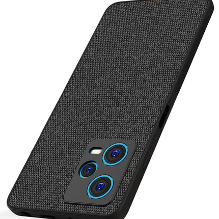 Mobizang Soft Full Fabric Hybrid for Redmi Note 12 Pro Plus Back Cover | Shockproof Hybrid Slim Hard Anti Slip Back Case (Black)