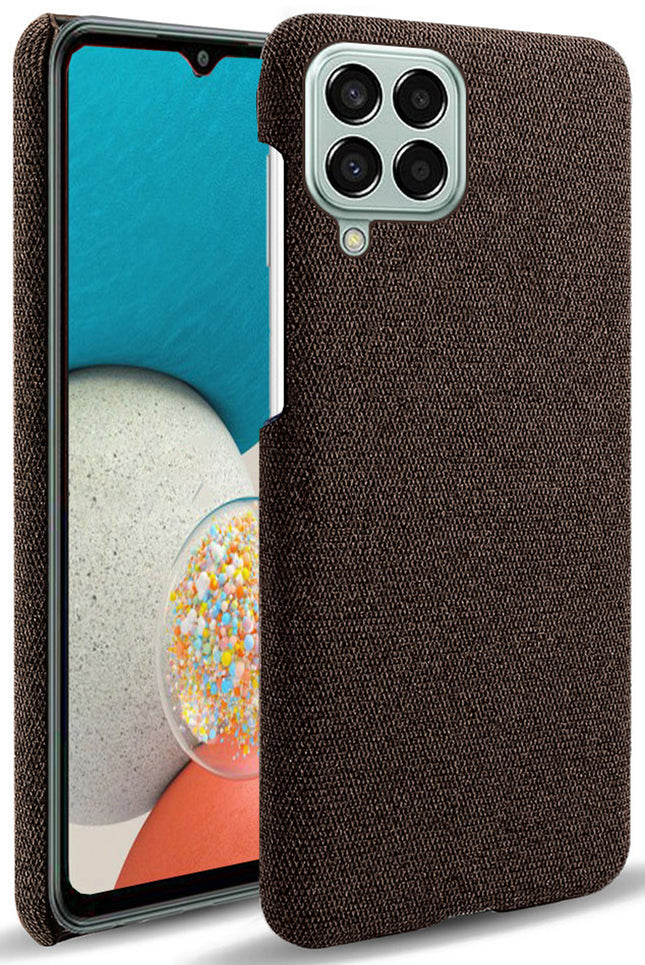 Mobizang Woven Soft Fabric Case for Samsung Galaxy M53 (5G) Back Cover, Shock Protection Slim Hard Anti Slip Back Cover (Brown)