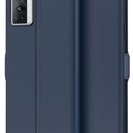Noble Slim Flip Cover for Vivo X70 Pro , Magnetic and Card Holder Stand Leather Flip Wallet Case (Blue)