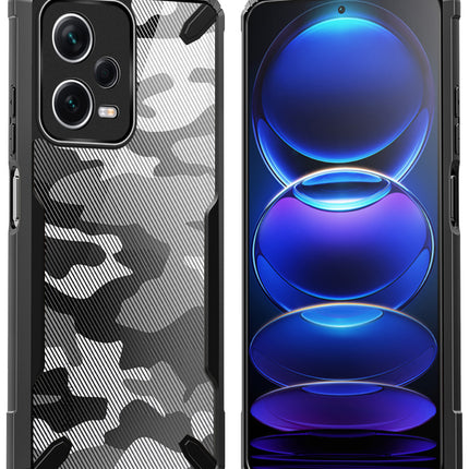 Mobizang Bull Camouflage Back Cover for Redmi Note 12 Pro | [Military Grade Protection] Shock Proof Slim Hybrid Bumper Case (Black)
