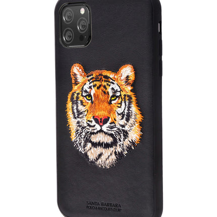 Santa Barbara Roar Series Luxury Leather Back Cover for Apple iPhone 13 PRO , Black