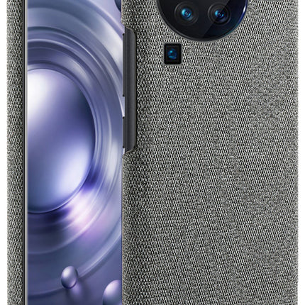 Mobizang Woven Soft Fabric Case for Vivo X80 Pro (5G) Back Cover,  Shock Protection Slim Hard Anti Slip Back Cover (Grey)