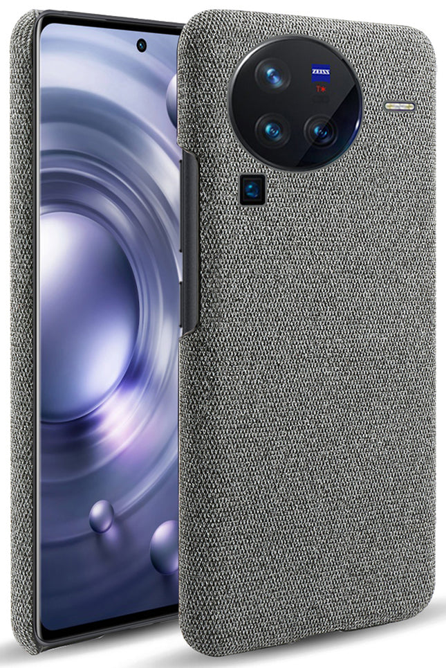 Mobizang Woven Soft Fabric Case for Vivo X80 Pro (5G) Back Cover,  Shock Protection Slim Hard Anti Slip Back Cover (Grey)