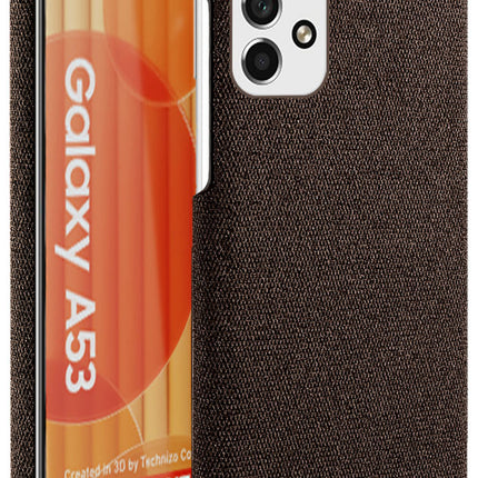 Mobizang Woven Soft Fabric Case for Samsung Galaxy A53 (5G) Back Cover, Shock Protection Slim Hard Anti Slip Back Cover (Brown)