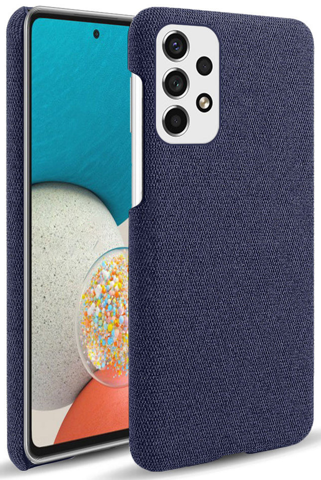 Mobizang Woven Soft Fabric Case for Samsung Galaxy A73 (5G) Back Cover,  Shock Protection Slim Hard Anti Slip Back Cover (Blue)