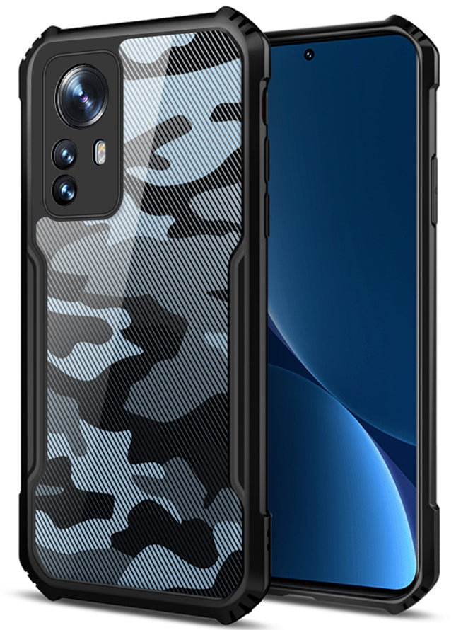 Beetle Camouflage for Xiaomi 12 PRO (5G) Back Case, Shockproof Slim Cover (Black)