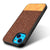 Soft fabric & Leather Hybrid Protective Case Cover for Apple iphone 13 (Brown)