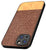 Mobizang Soft Fabric & Leather Hybrid Protective Back Cover for Apple iPhone 15 | Shockproof Slim Hard Anti Slip Back Case (Brown)