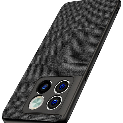 Mobizang Soft Fabric Hybrid Protective Back Case Cover for OnePlus 10T (Black)