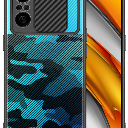 Camo Slider Back Cover for Xiaomi Mi 11X / MI 11X PRO , [Military Grade Protection] Shockproof Slim Clear Camera Shield Bumper Back Case (Black)