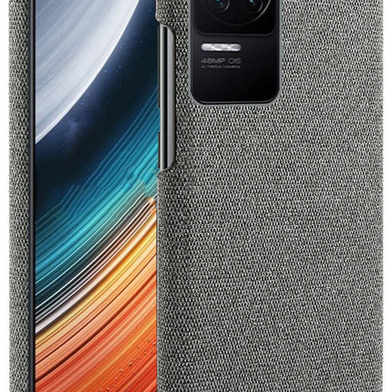 Mobizang Woven Soft Fabric Case for Poco F4 (5G) Back Cover,  Shock Protection Slim Hard Anti Slip Back Cover (Grey)