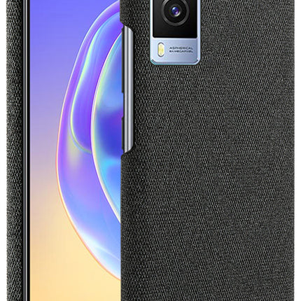 Woven Soft Fabric Case for Vivo V21E (5G) Back Cover, Shock Protection Slim Hard Anti Slip Back Cover (Black)