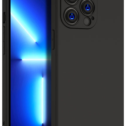 Matte Lens Protective Back Cover for Apple iPhone 13 PRO MAX (6.7) , Slim Silicone with Soft Lining Shockproof Flexible Full Body Bumper Case (Black)