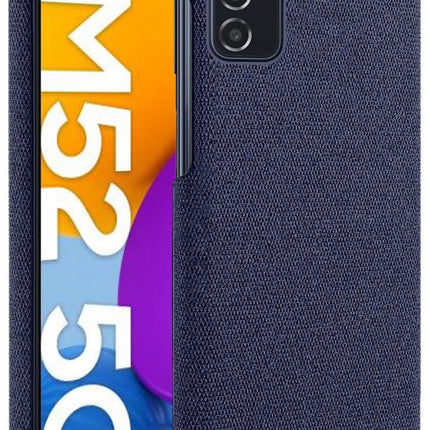 Woven Soft Fabric Case for Samsung Galaxy M52 (5G) Back Cover, Shock Protection Slim Hard Anti Slip Back Cover (Blue)