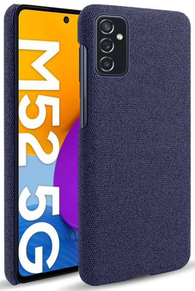 Woven Soft Fabric Case for Samsung Galaxy M52 (5G) Back Cover, Shock Protection Slim Hard Anti Slip Back Cover (Blue)
