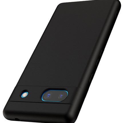 Mobizang Matte Protective Lens Flexible Back Cover for Google Pixel 7A | Slim Silicone with Soft Lining Shockproof Full Body Bumper Case (Black)