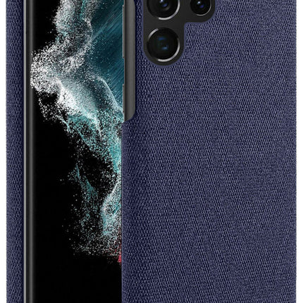 Mobizang Woven Soft Fabric Case for Samsung Galaxy S23 ULTRA Back Cover,Shock Protection Slim Hard Anti Slip Back Cover (Blue)