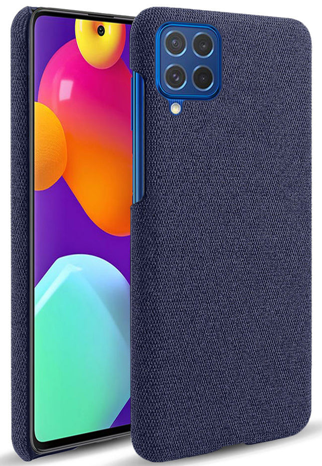Woven Soft Fabric Case for Samsun Galaxy F62 Back Cover, Shock Protection Slim Hard Anti Slip Back Cover (Blue)