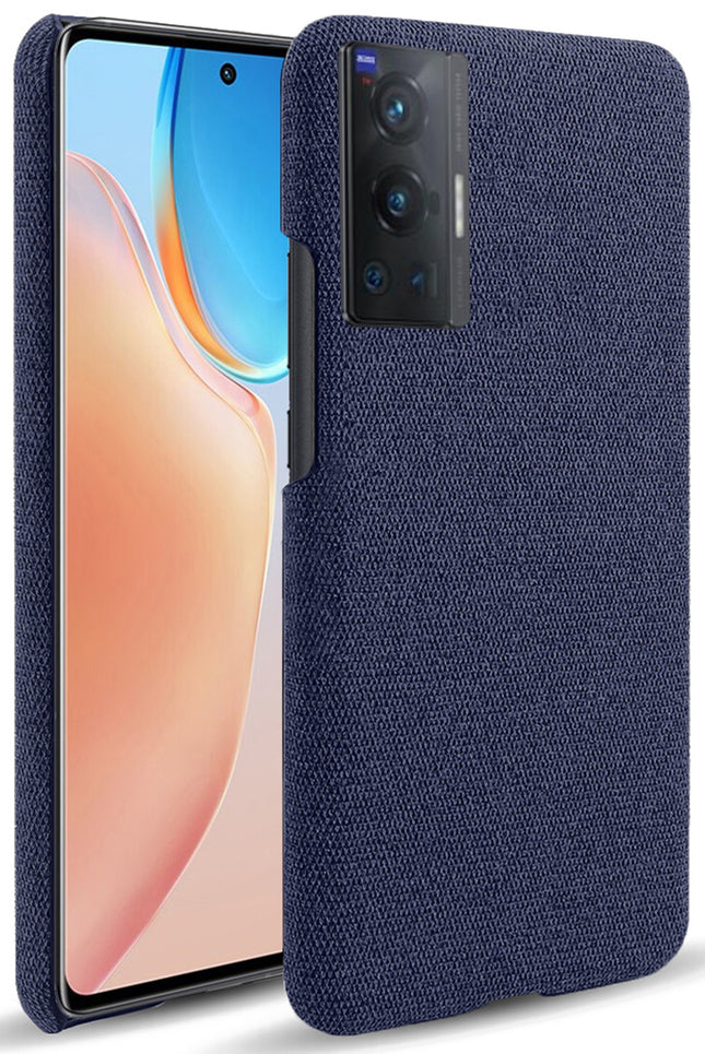 Woven Soft Fabric Case for Vivo X70 PRO  Back Cover, Shock Protection Slim Hard Anti Slip Back Cover (Blue)