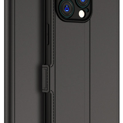 Mobizang Noble Slim Magnetic Leather Flip Case Cover for Apple iPhone 15 Pro | Card Holder Stand Leather Flip Wallet Case (Black)