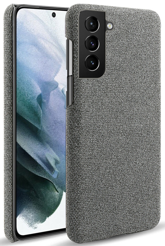 Woven Soft Fabric Case for Samsun Galaxy S21 FE Back Cover, Shock Protection Slim Hard Anti Slip Back Cover (Grey)