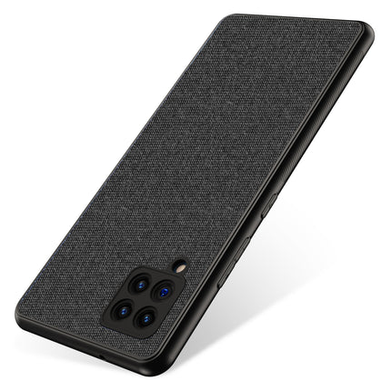 Soft Fabric Hybrid for Samsung Galaxy M42 (5G) Back Cover, Shockproof Protection Slim Hard Back Case (Black)
