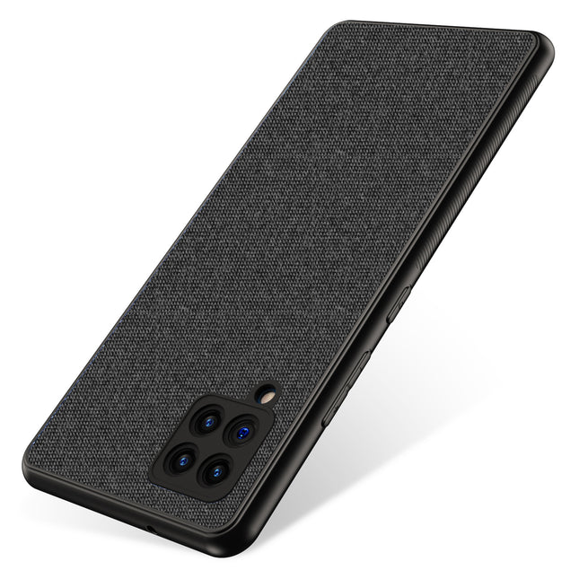 Soft Fabric Hybrid for Samsung Galaxy M42 (5G) Back Cover, Shockproof Protection Slim Hard Back Case (Black)