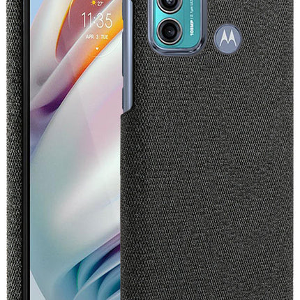 Woven Soft Fabric Case for Motorola Moto G60 Back Cover, Shock Protection Slim Hard Anti Slip Back Cover (Black)