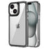 Mobizang Warrior Acrylic Clear Back Cover For Apple iPhone 15 | Slim Shockproof [Military Grade Protection] Hybrid Bumper Case (Black Sides)