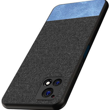 Soft Fabric & Leather Hybrid Protective Case Cover for Vivo Y72 (5G) (Black,Blue)